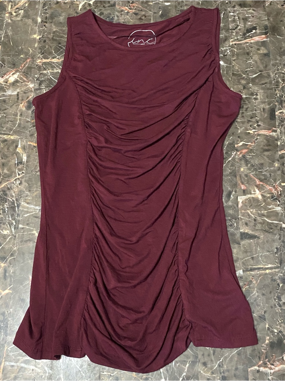 INC Deep Burgundy Ruched Top NWOTS